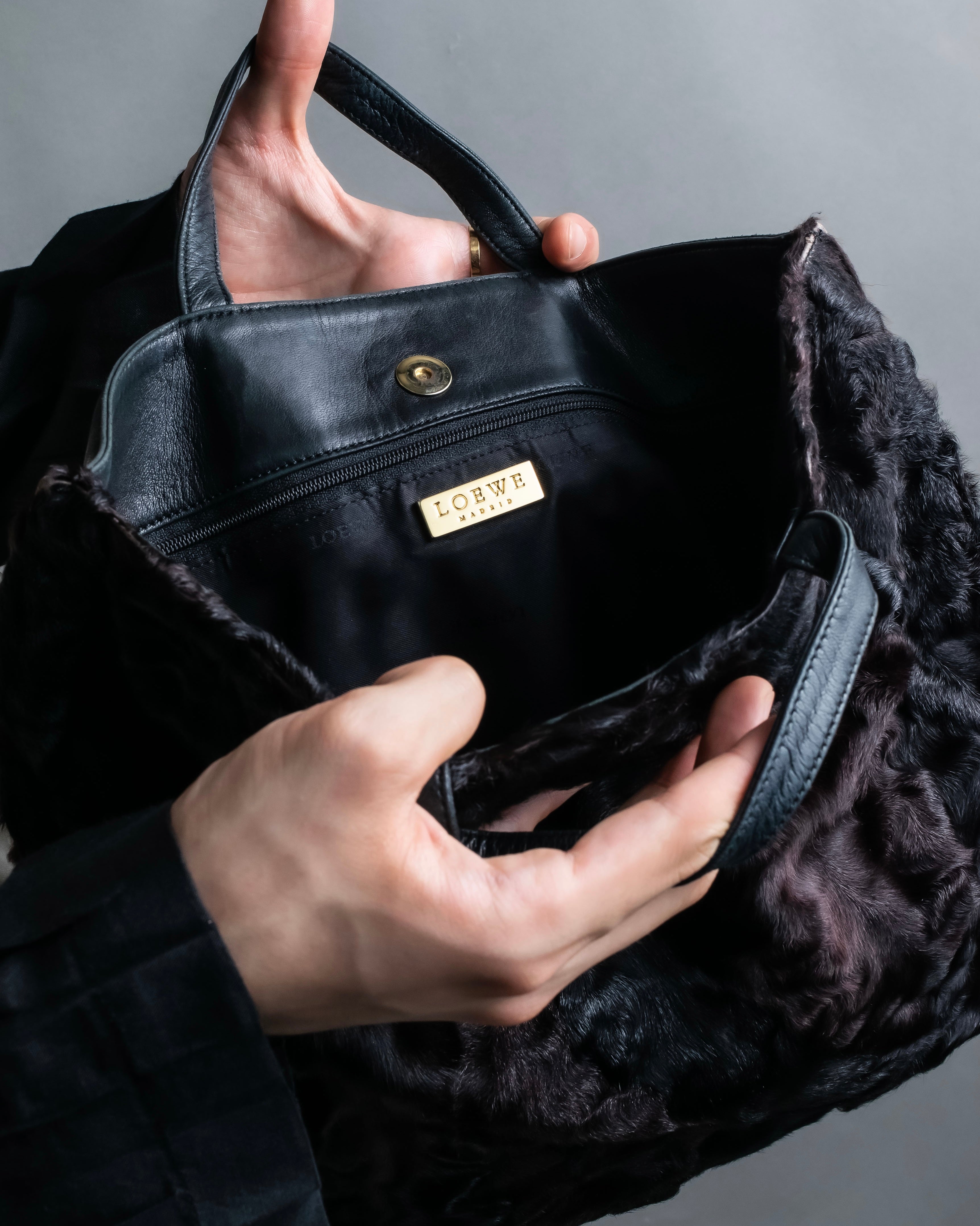 "LOEWE" Real fur and nappa leather tote bag