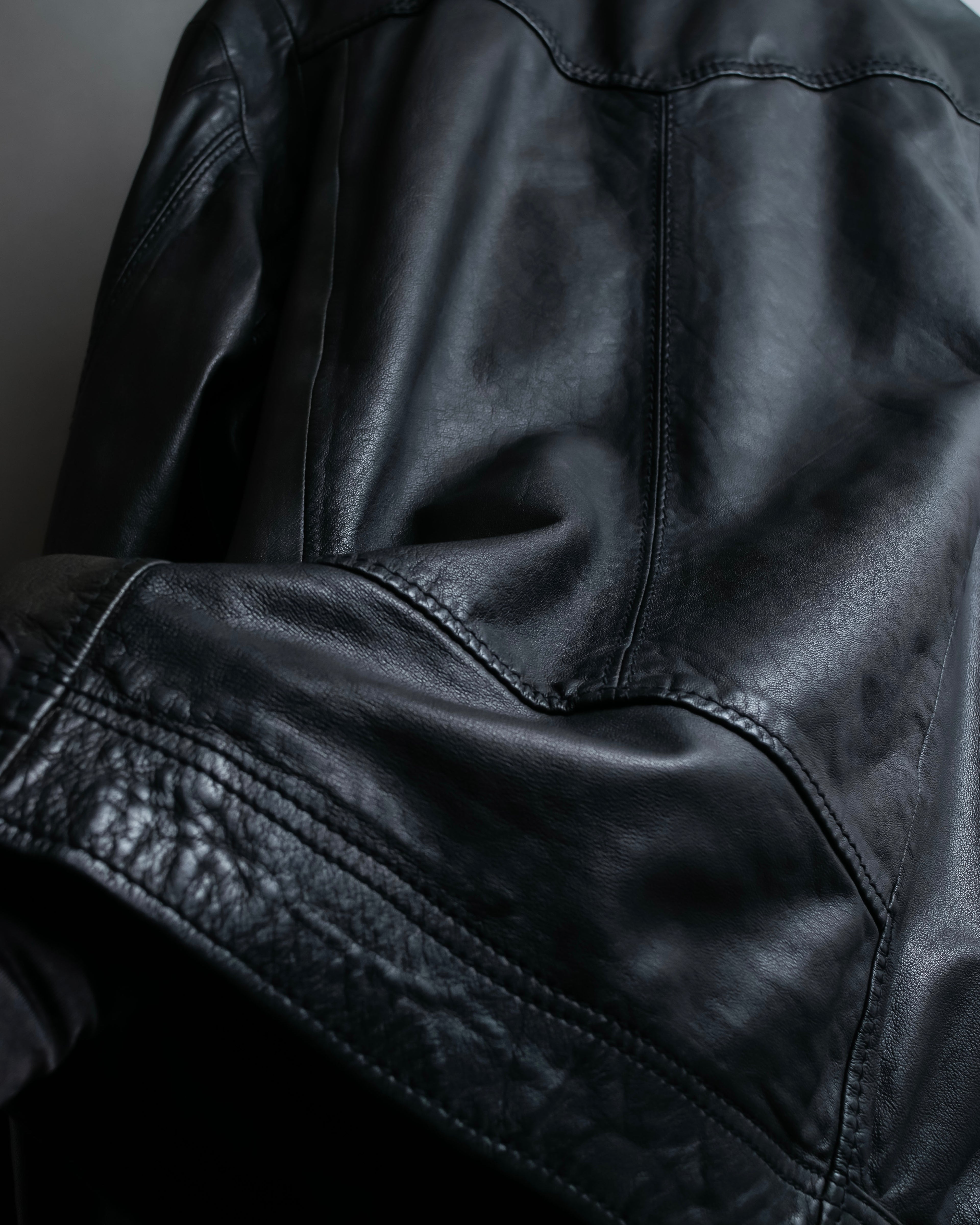 "DIESEL" Oversized stand collar lamb leather jacket