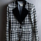 "YVES SAINT LAURENT" Monotone Madras check pattern shaped tailored jacket