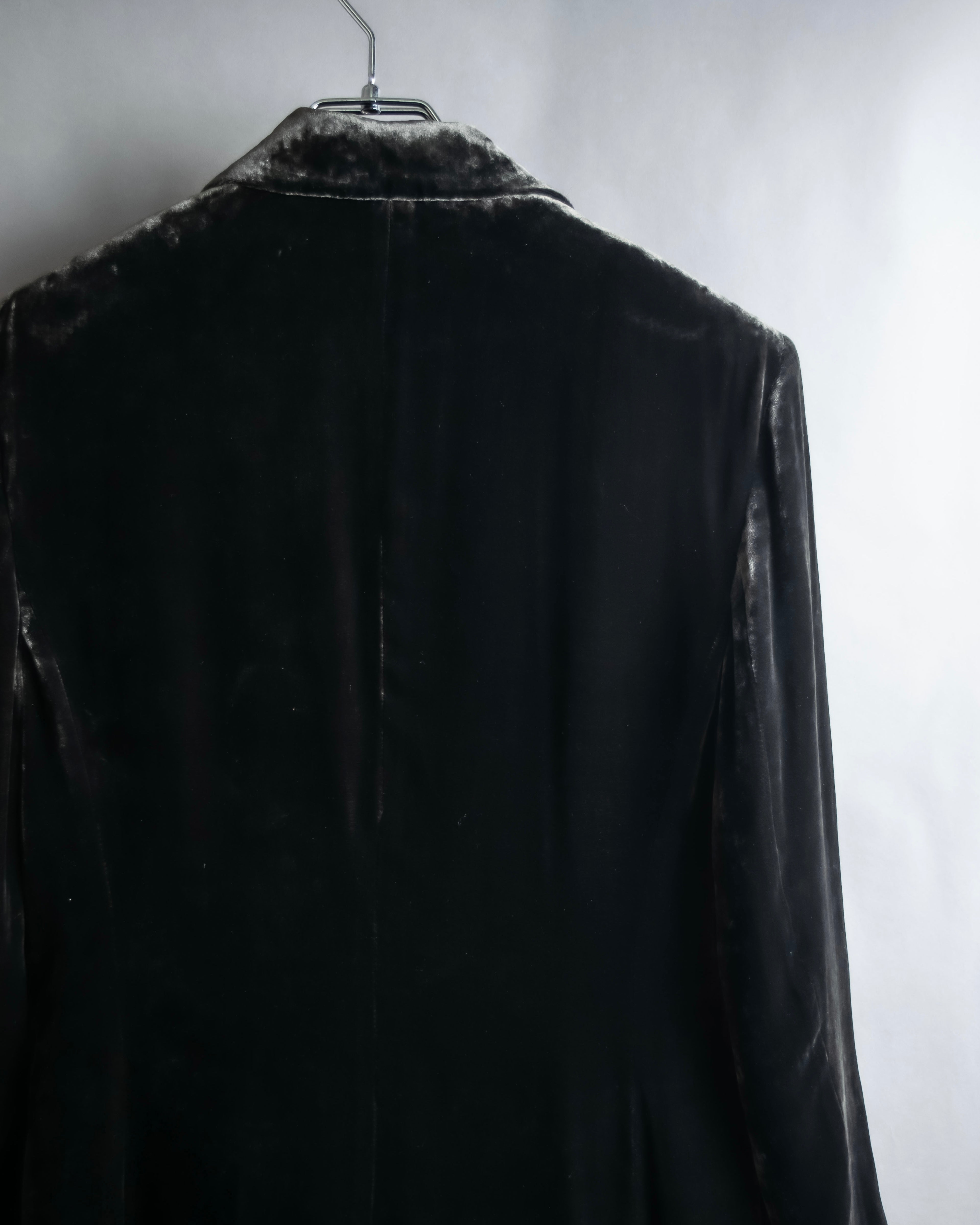"FERAUD" Vintage velour glossy black tailored jacket