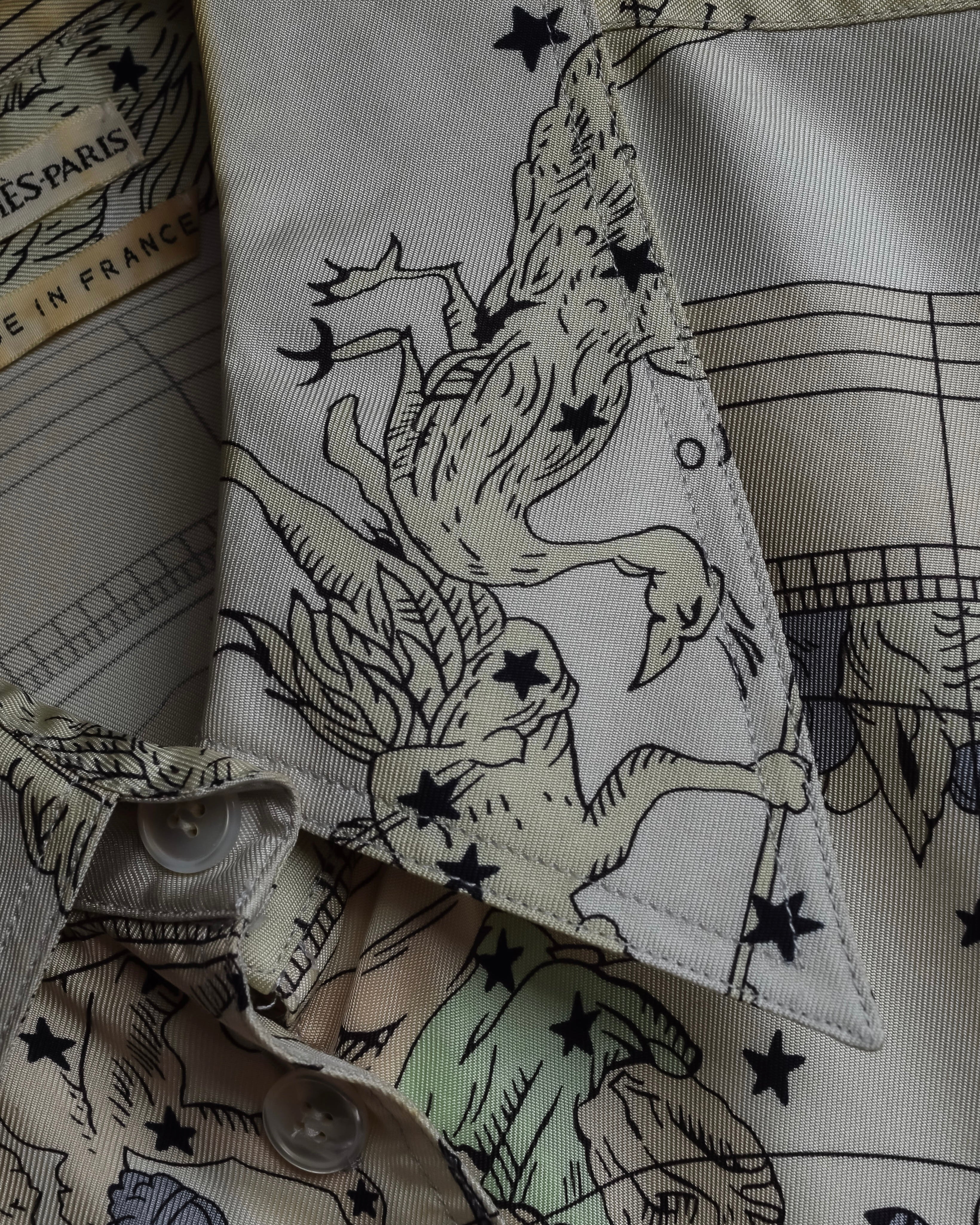 "HERMES" Margiela period Les Étoiles, Stars silk shirt