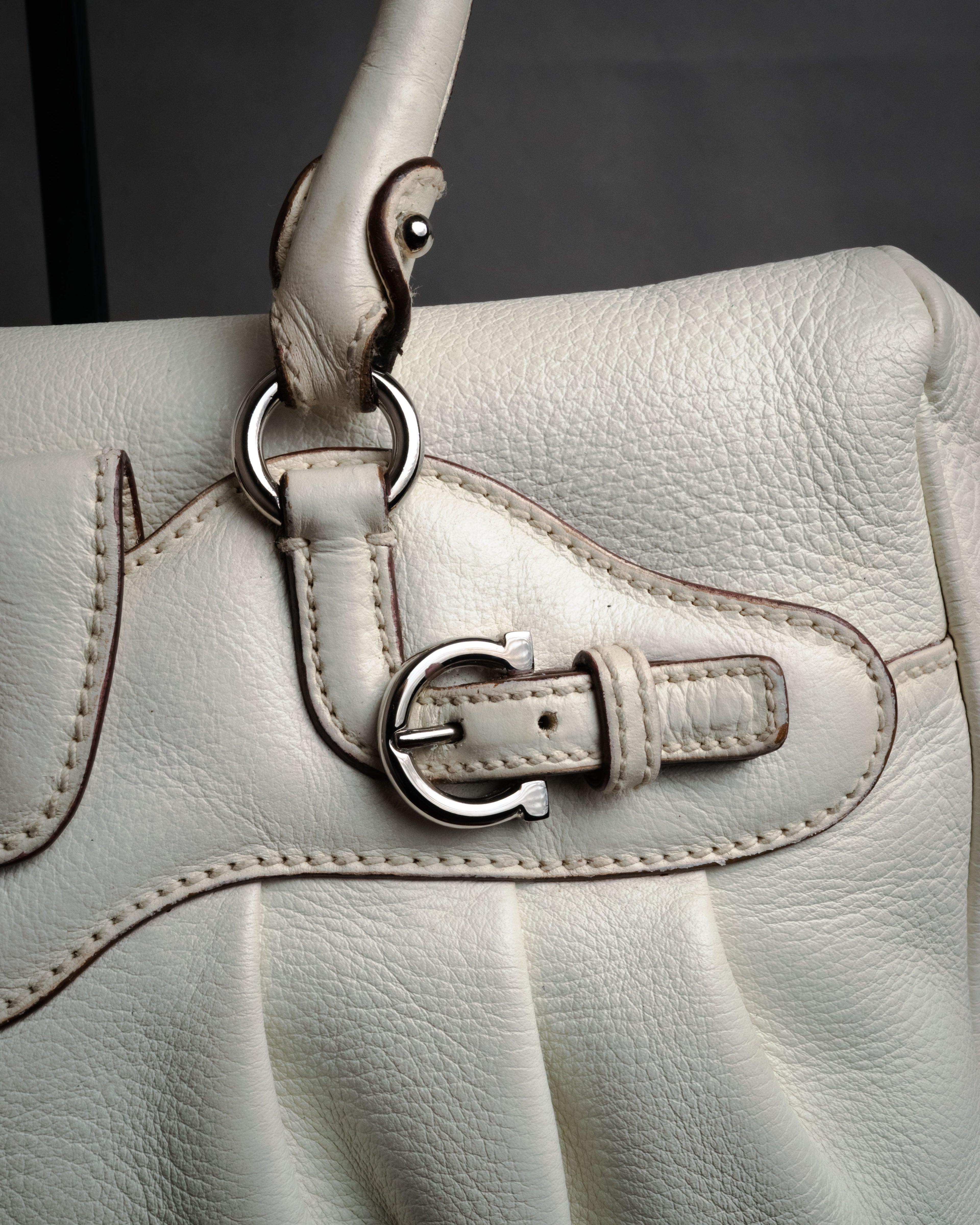 “Salvatore Ferragamo” 2000’s gancini pleated leather handbag