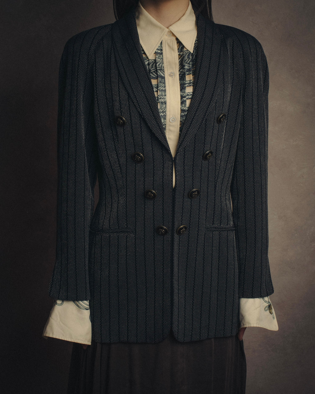 -SPECIAL- “HERMÈS” 80’s scarf panel silk shirt