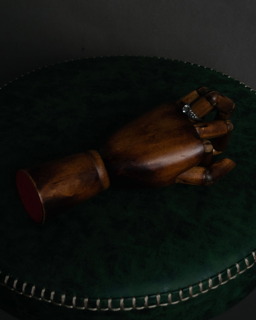 “Vintage” Textured pavé set solitaire ring