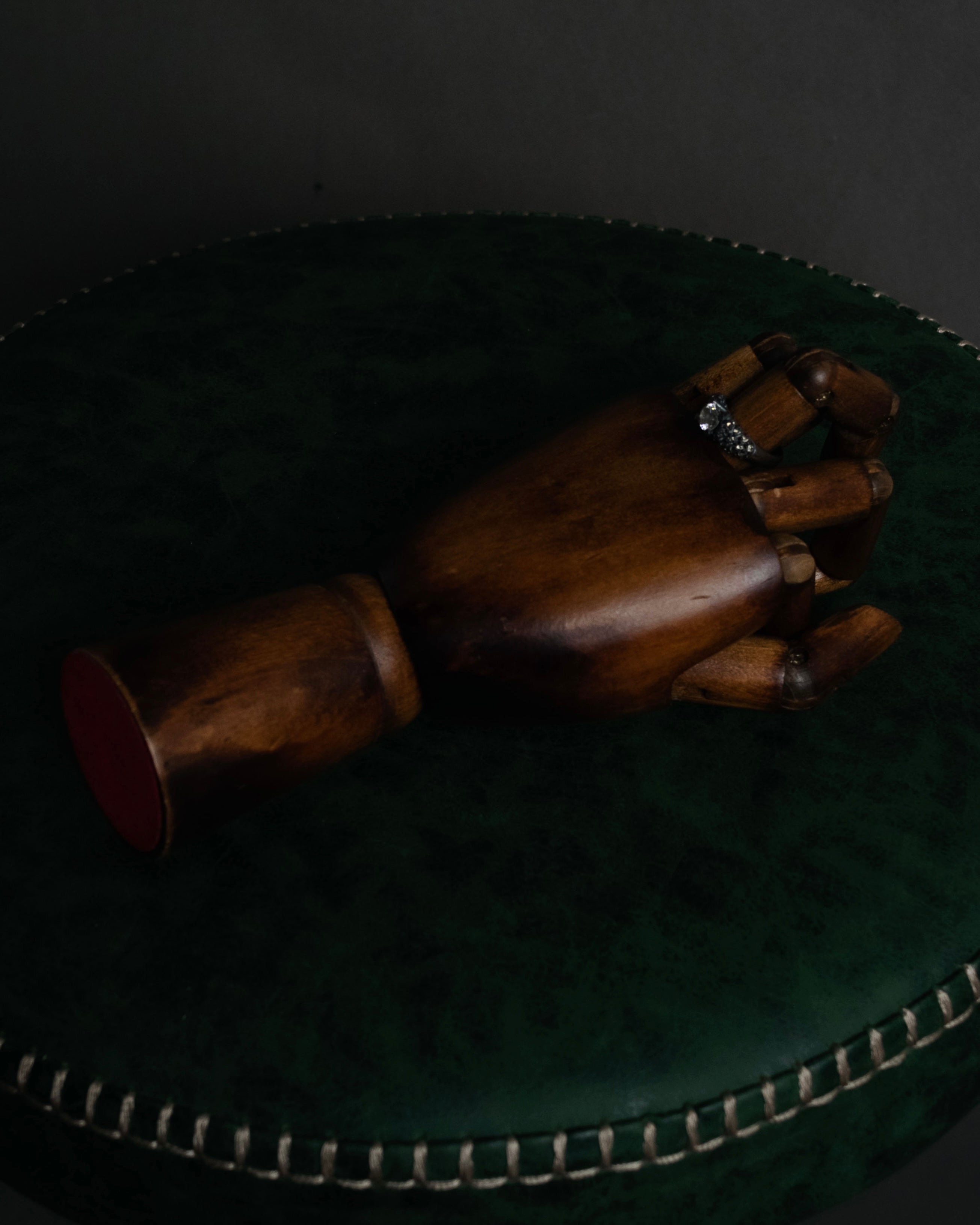 “Vintage” Textured pavé set solitaire ring