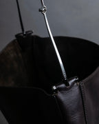 "GUCCI" Metal handle detail brown leather bag
