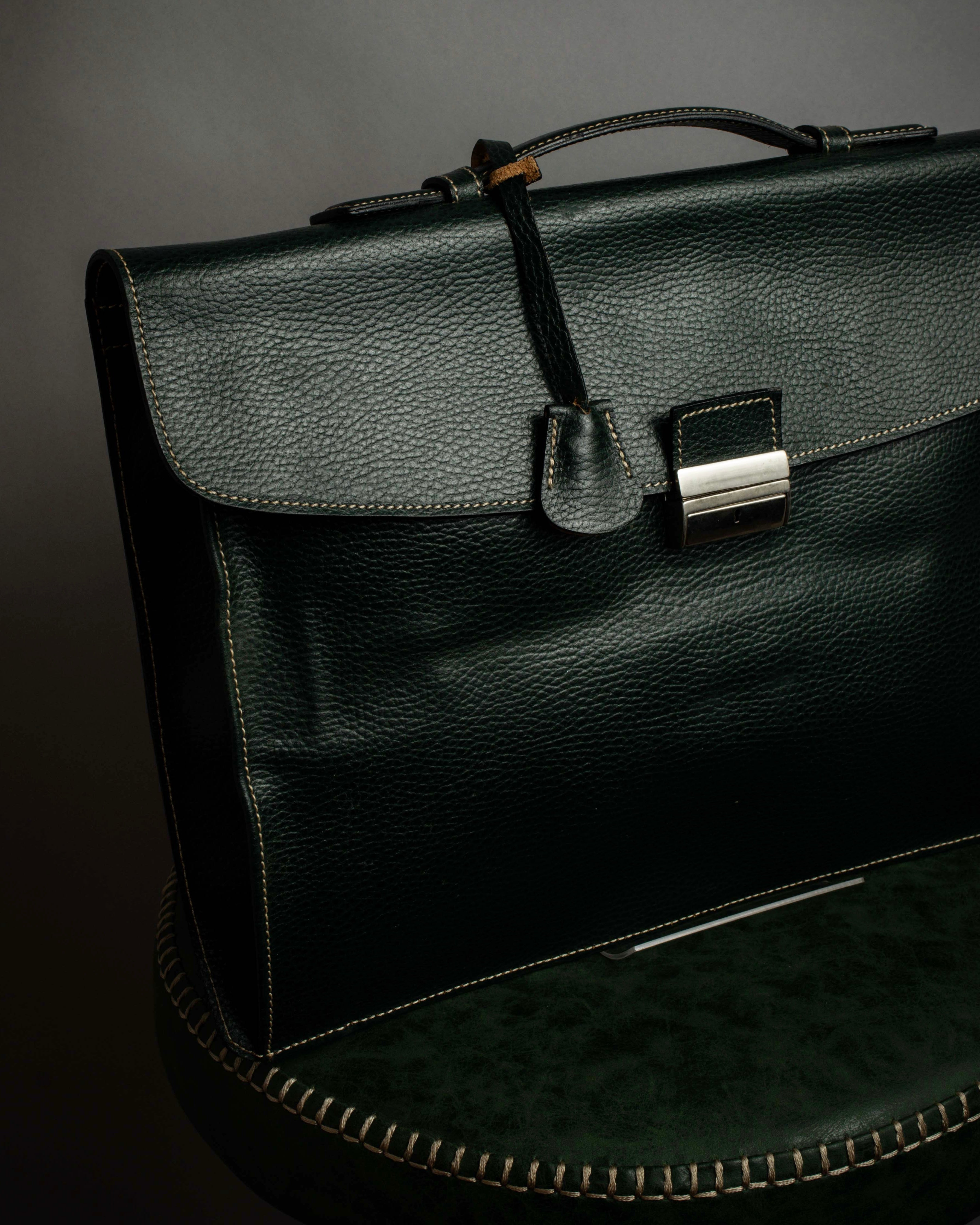 "E. MARINELLA Sottobraccio" Slide closure design 2way leather bag