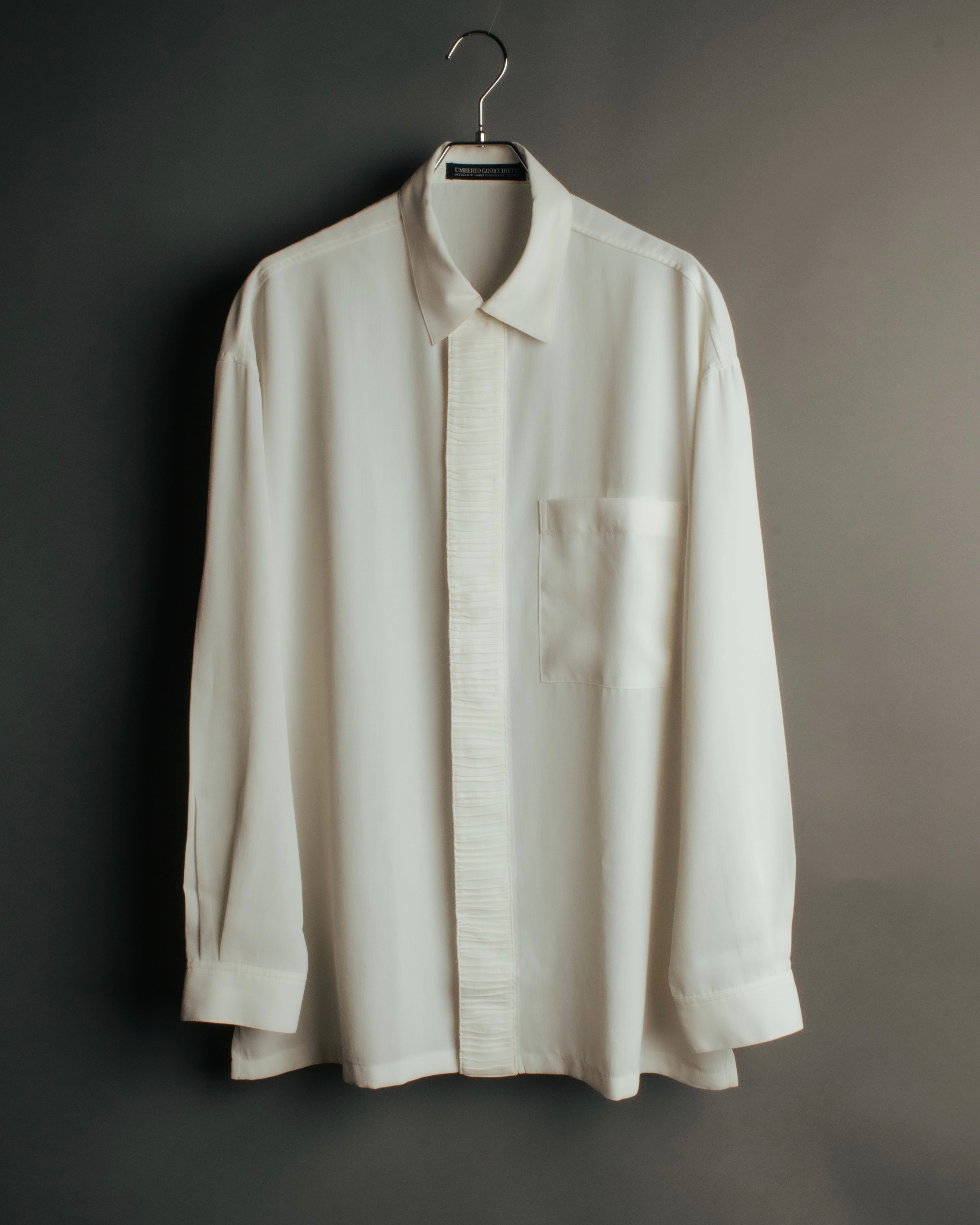 “UMBERTO GINOCCHIETTI“ 80’s-90’s pleated front ivory dress shirt