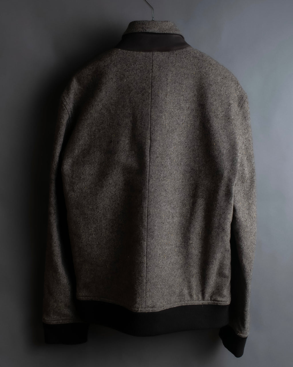 "BURBERRY Black Label" Leather combination design zip-up blouson