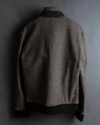 "BURBERRY Black Label" Leather combination design zip-up blouson