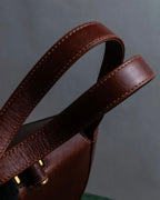 "Salvatore Ferragamo" Half-moon shaped Bordeaux color leather shoulder bag