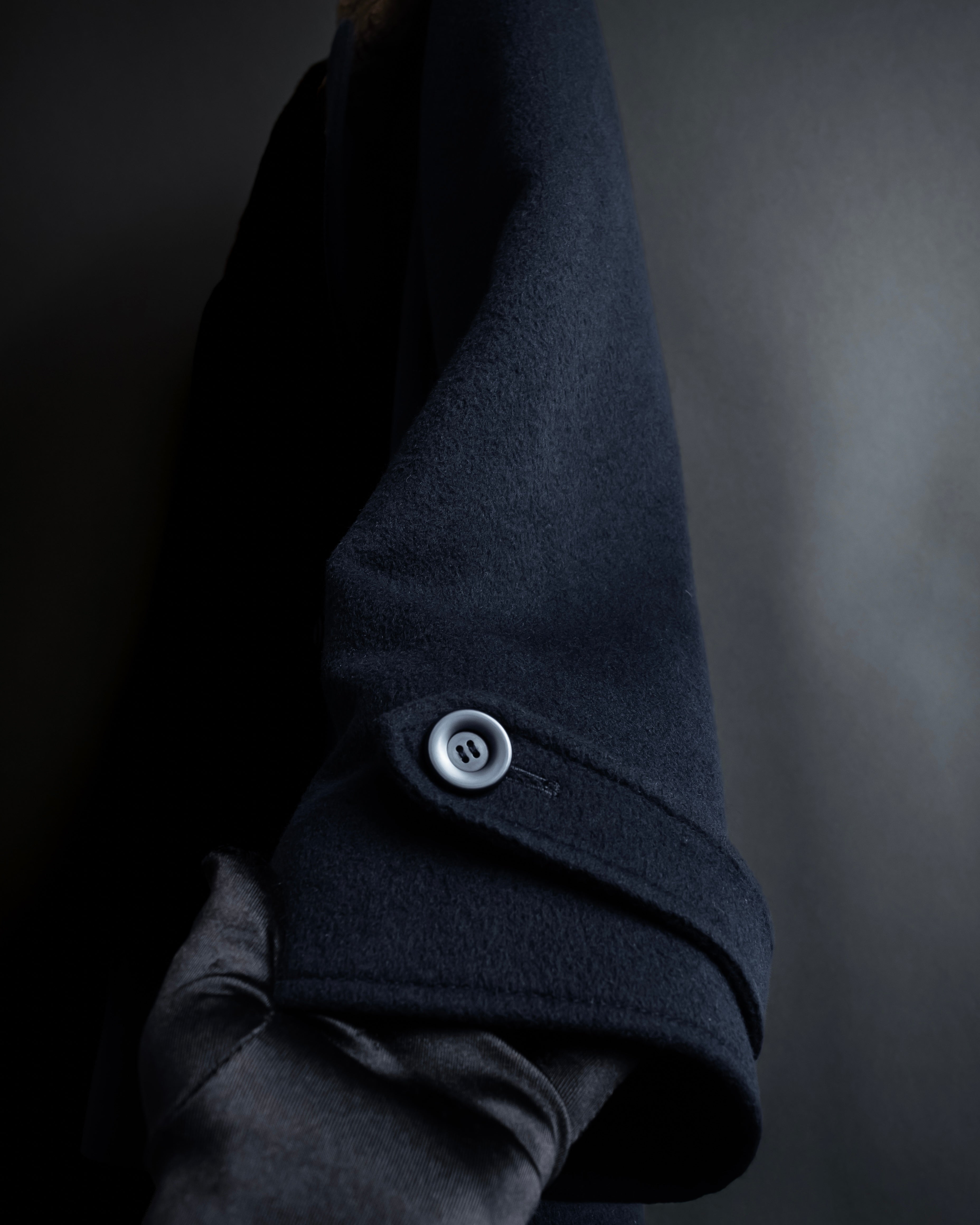 "VALENTINO" Fur collar double-breasted wool coat