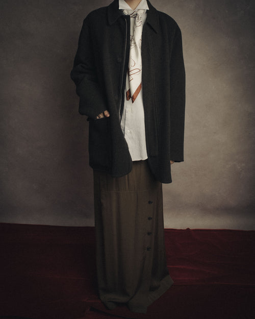 –SPECIAL– “HERMES” 90’s-00’s Concealed placket wool zip coat