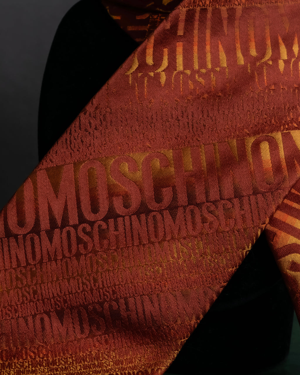 "MOSCHINO" Logo engraved patterned glossy silk necktie