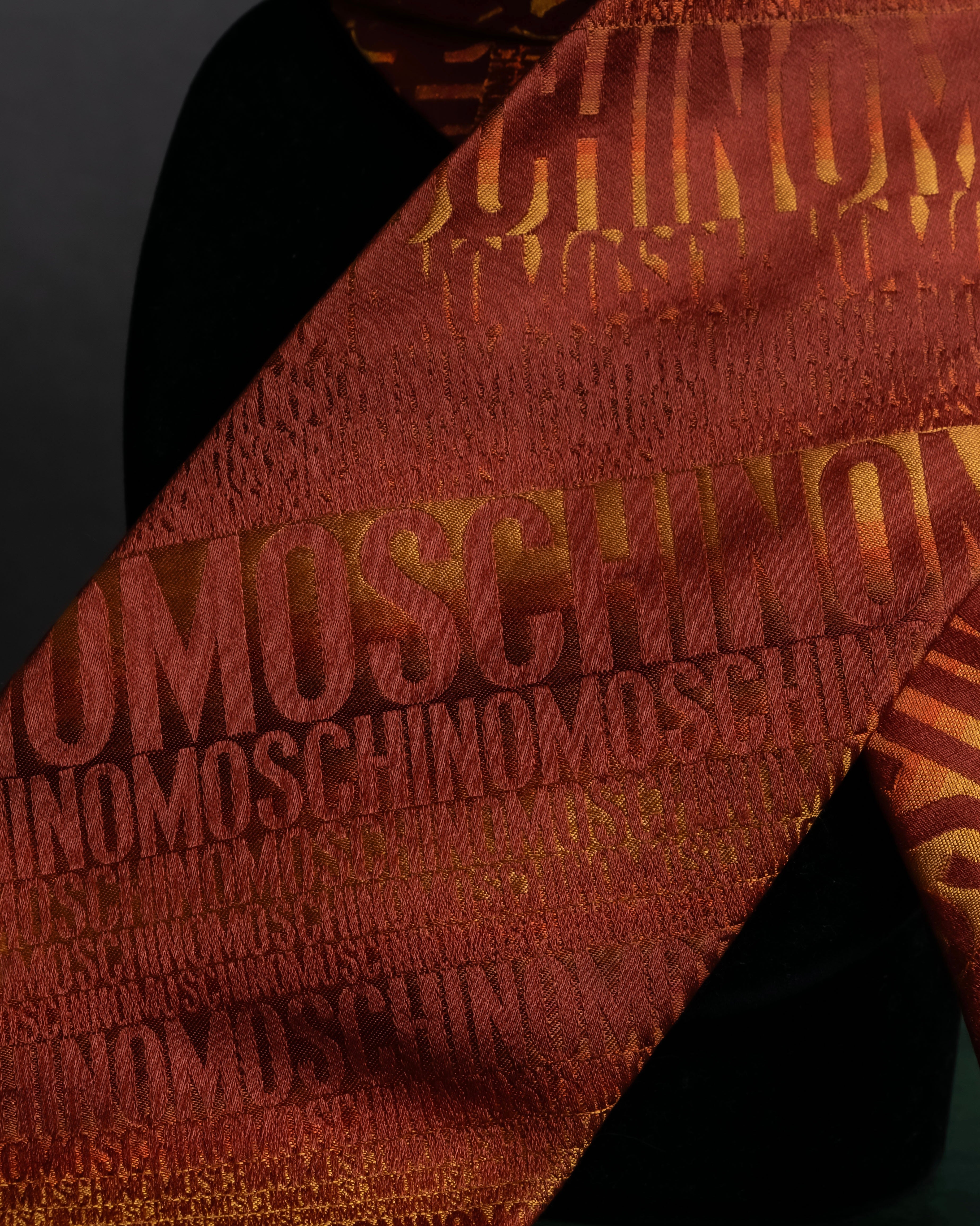 "MOSCHINO" Logo engraved patterned glossy silk necktie