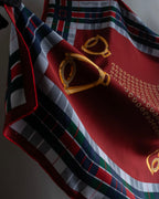 "GUCCI" Saddlery motif tartan silk scarf