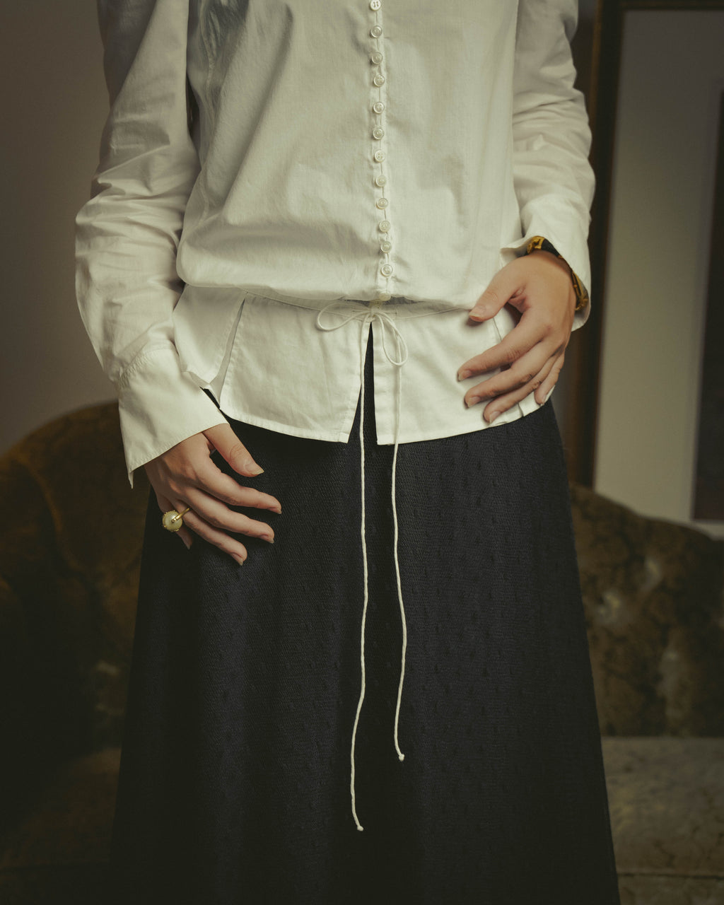 -SPECIAL- “YVES SAINT LAURENT” 70’s-90’s Ruffled high-neck blouse