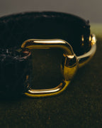 -SPECIAL- "GUCCI" 70's-80's Iconic horsebit crocodile leather cuff bangle