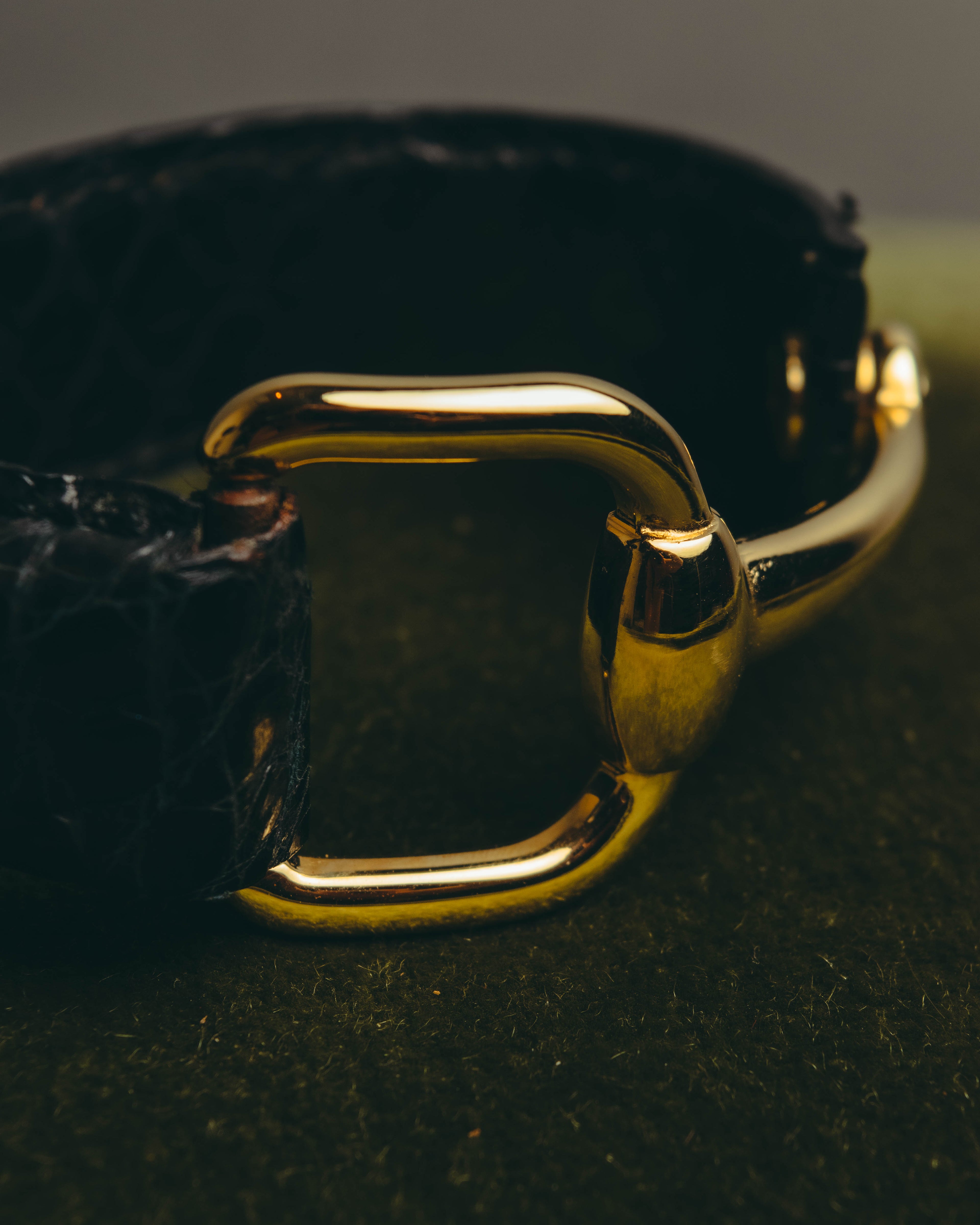 -SPECIAL- "GUCCI" 70's-80's Iconic horsebit crocodile leather cuff bangle