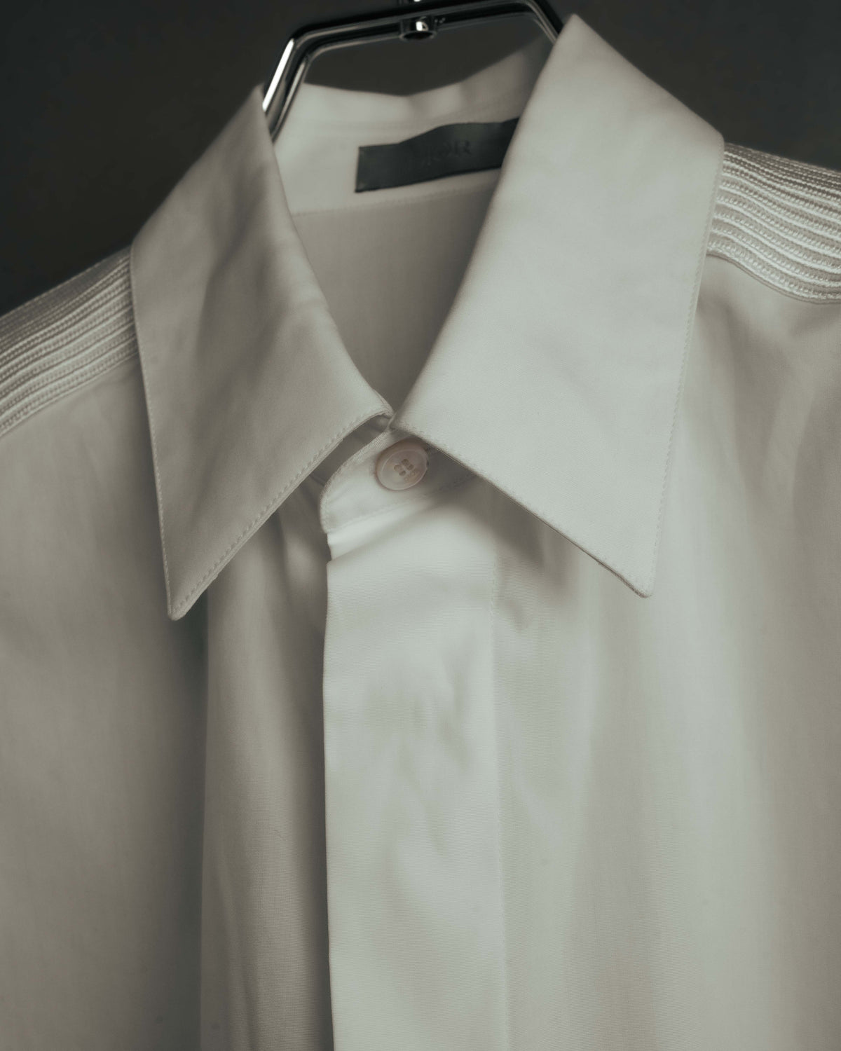 -SPECIAL- "Dior" 10's-20's Sculptural cord embellished concealed placket long sleeve dress shirt