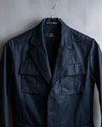 "Y's" 4 pocket military detail black tailored jacket