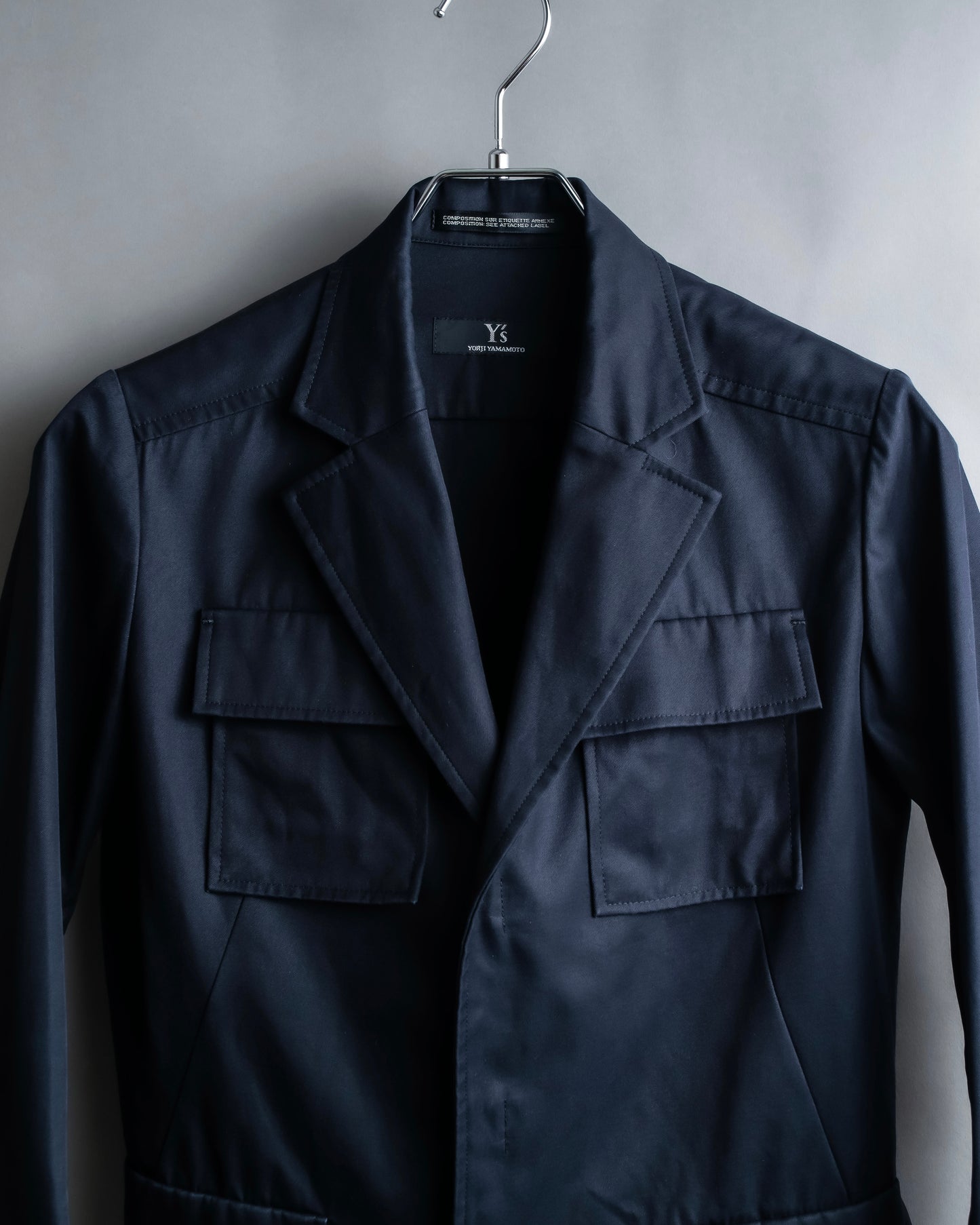 "Y's" 4 pocket military detail  black tailored jacket