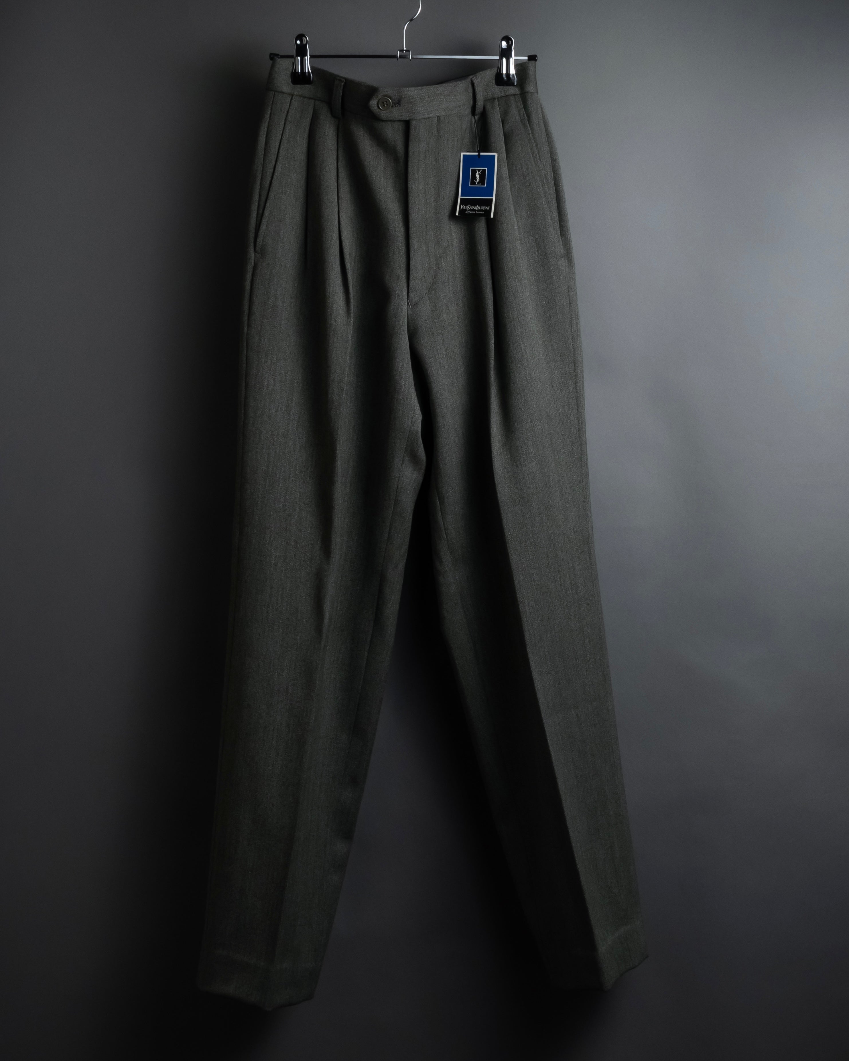 "YVES SAINT LAURENT" Deep pleat tapered wool slacks