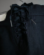 "US navy inspired lace back wide sailor pants"