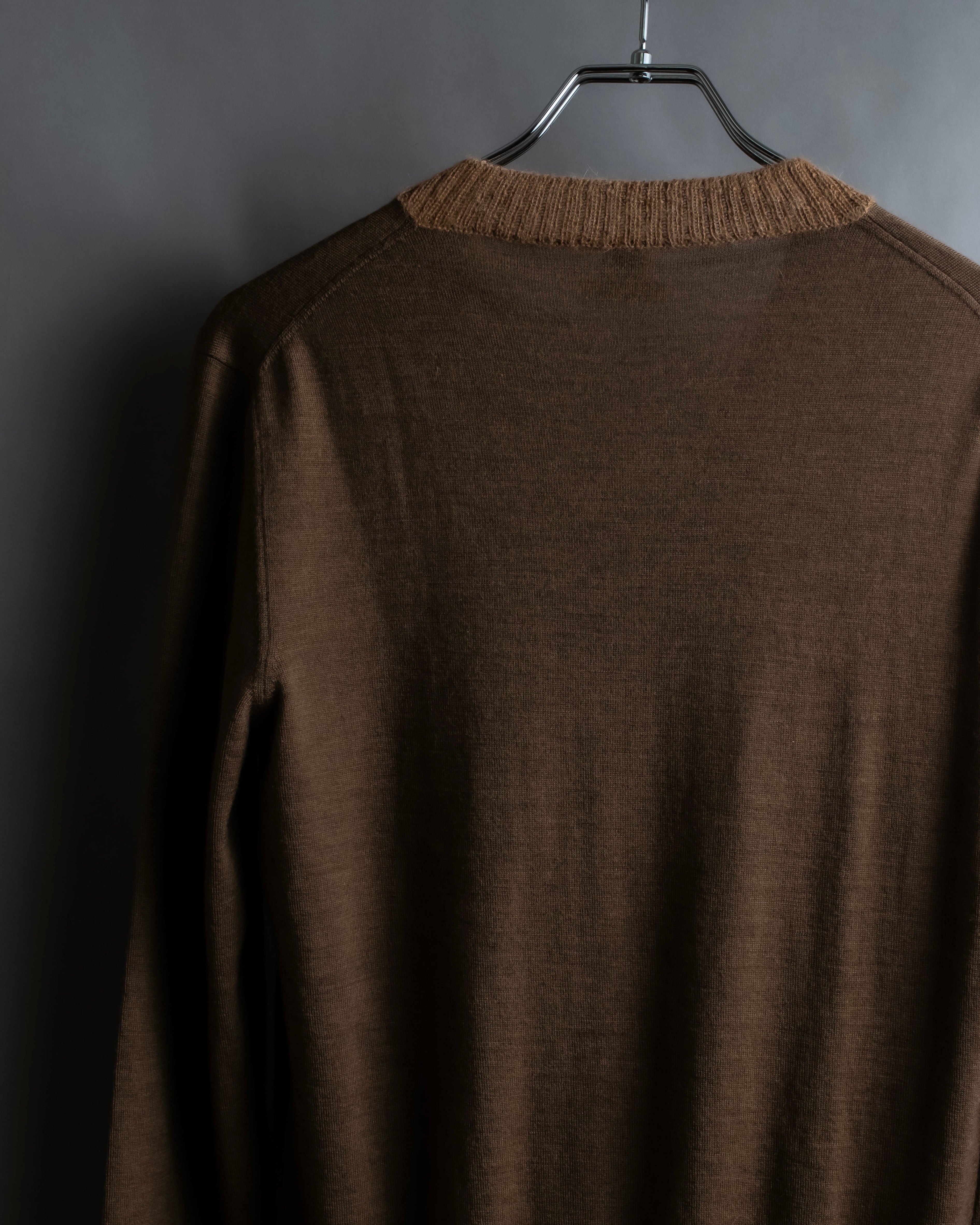 "HERMES" Gaultier period H logo engraved V-neck knit