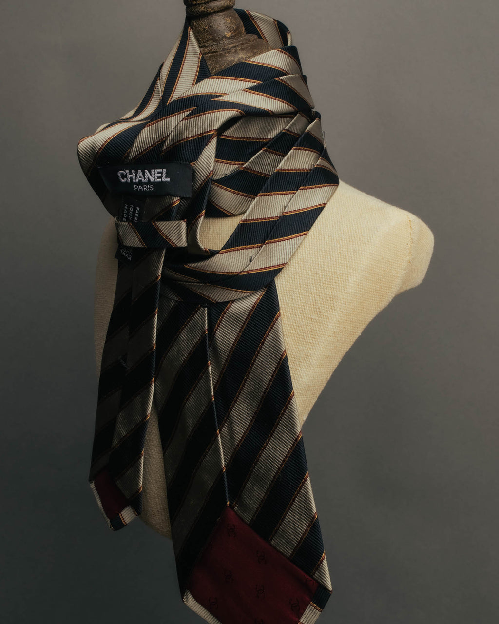 "CHANEL" 90's-00's Classic silk regimental striped tie