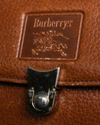 "BURBERRYS" Horizontally shaped brown leather one-handle bag