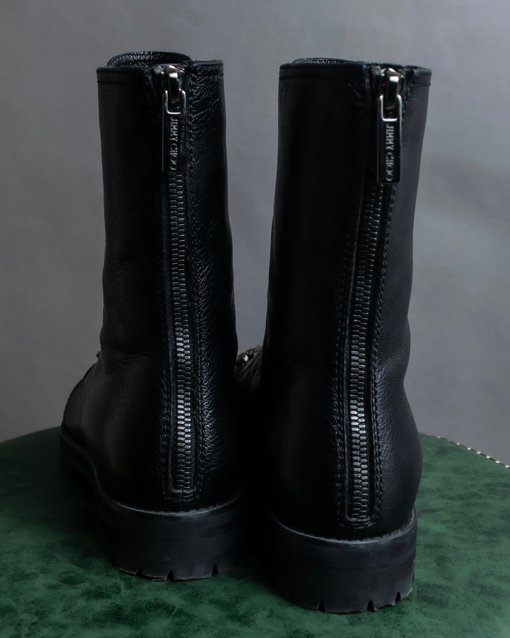"Jimmy Choo" Bejeweled leather long boots