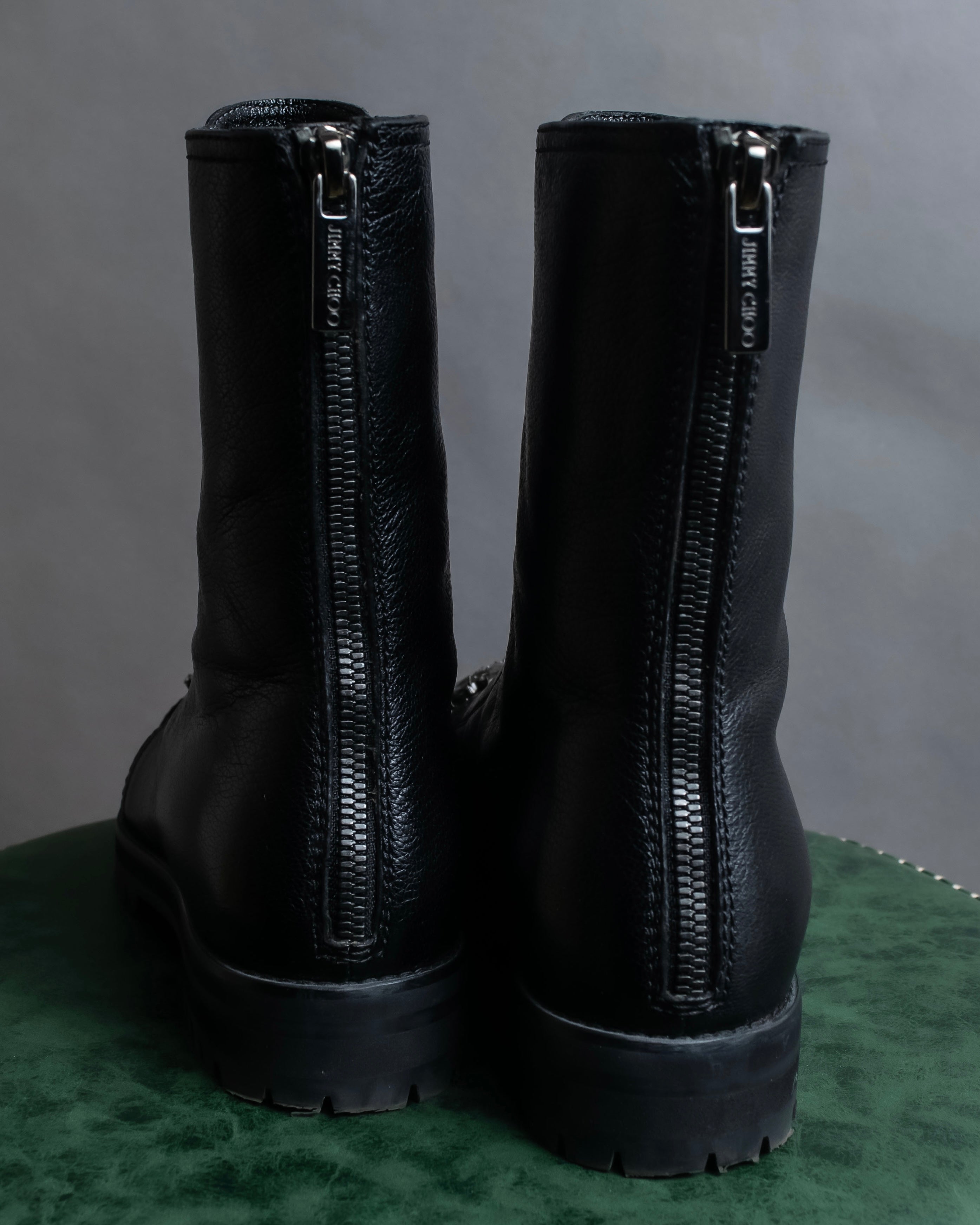 "Jimmy Choo" Bejeweled leather long boots