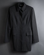 "Max Mara" 90’s-00’s Minimal fly-front stretch sten collar jacket
