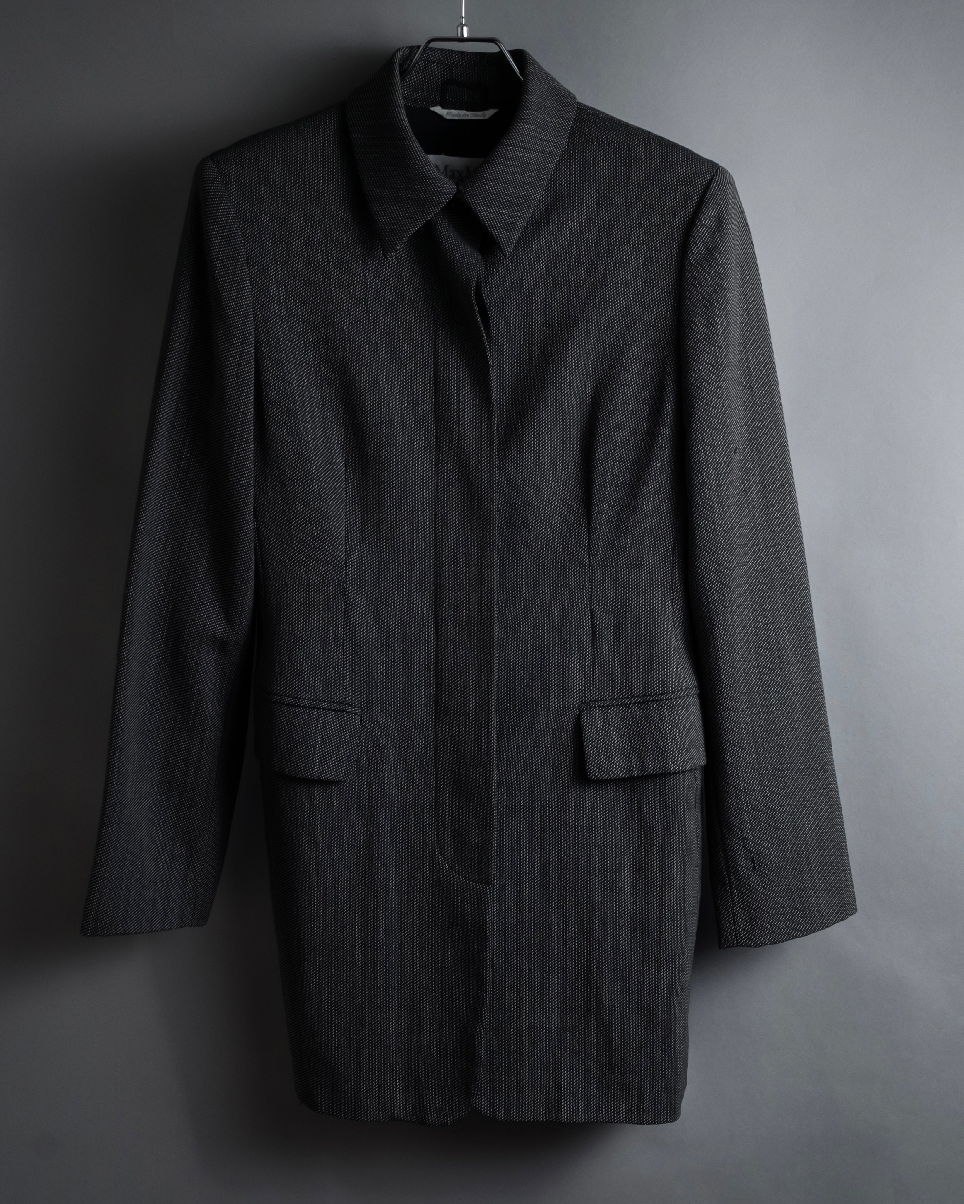 "Max Mara" 90’s-00’s Minimal fly-front stretch sten collar jacket