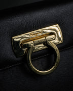 "Salvatore Ferragamo" Structured Gancini 2way dark brown leather bag