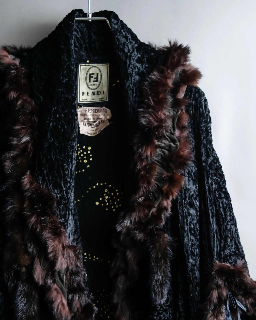 "FENDI" 1970's oversized astrakhan fur coat