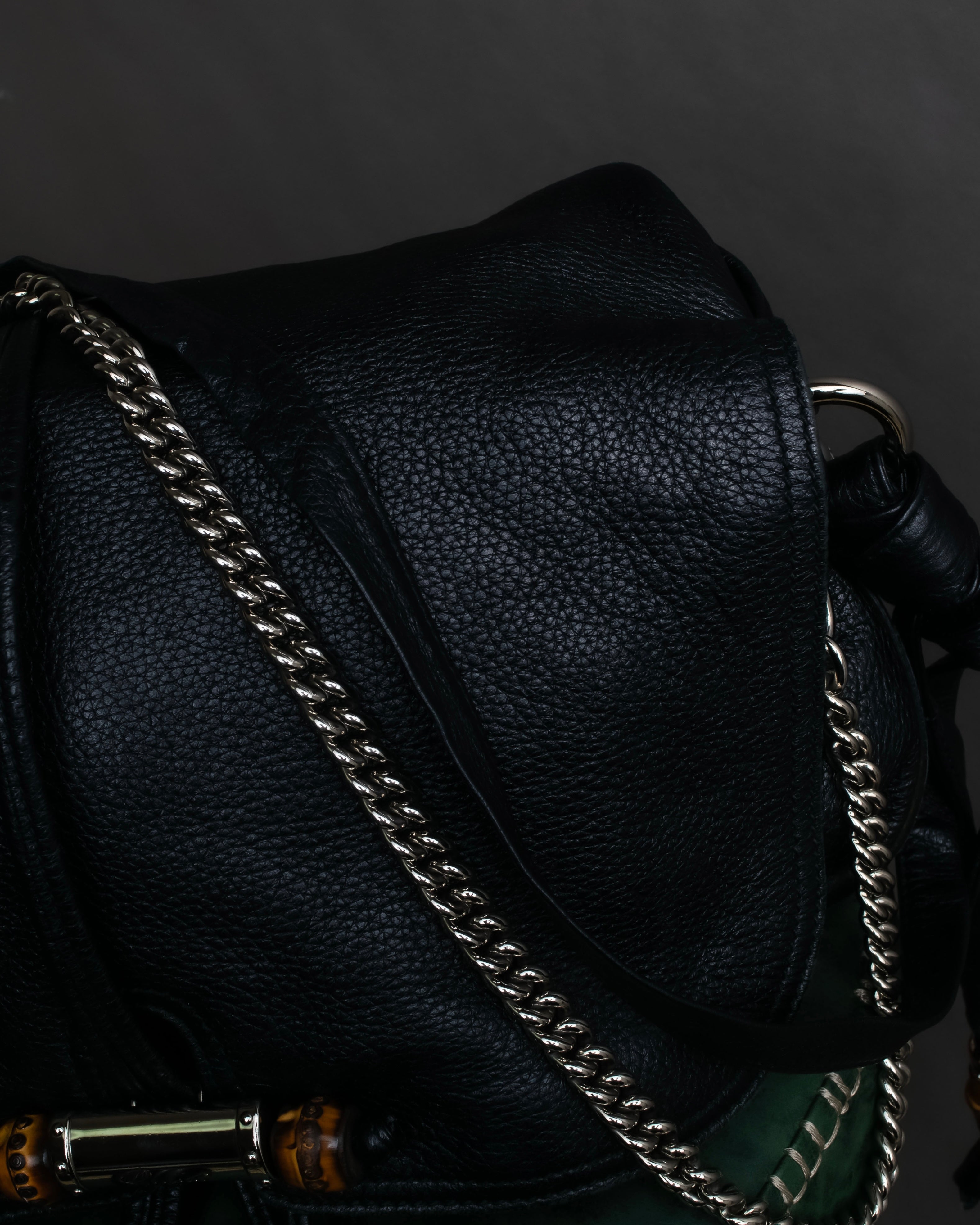 "GUCCI" Bamboo design combination chain shoulder leather bag