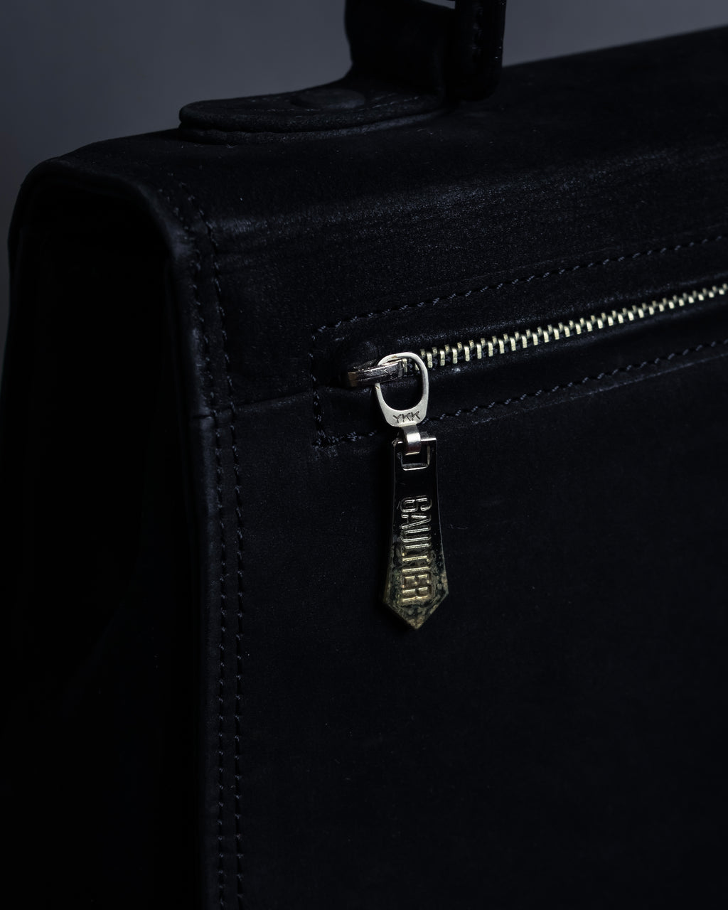 "JEAN PAUL GAULTIER" Front clasp design suede leather hand bag