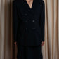 "DKNY" Peak lapel buttoned tailored jacket＆pleated wrap skirt set up