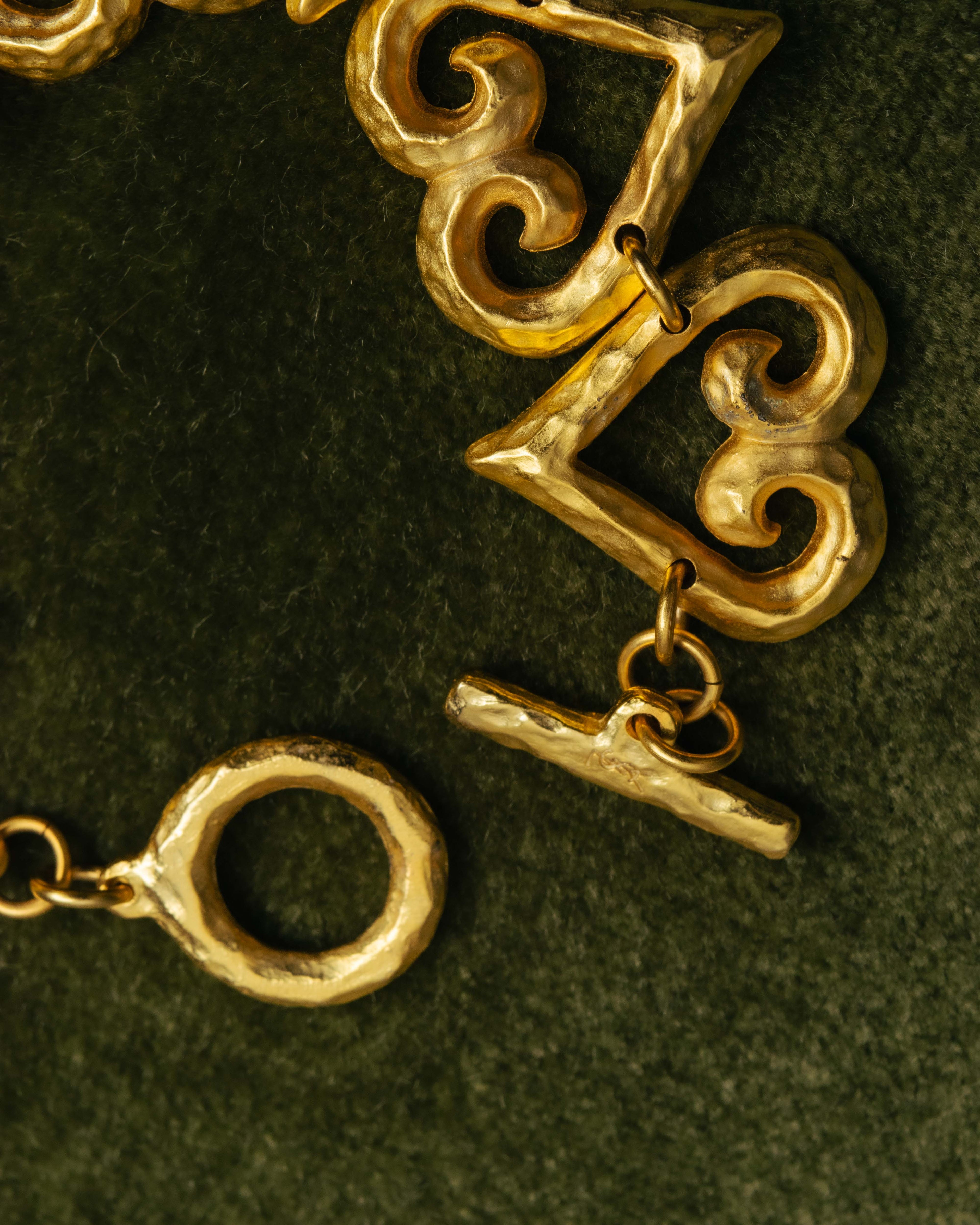 -SPECIAL- “Yves Saint Laurent” 80’s-90’s Hammered gold heart motif bracelet