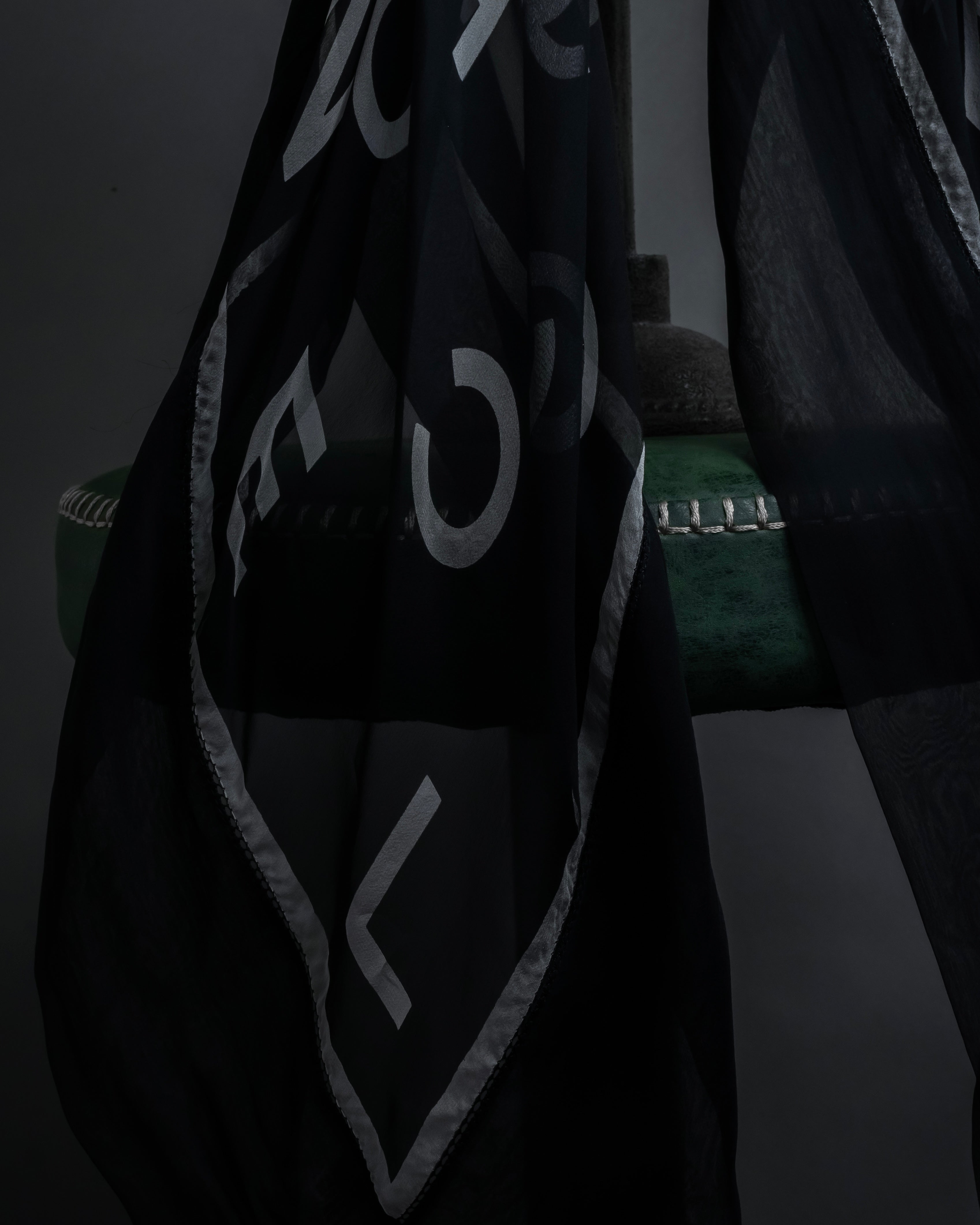 "CHANEL" Typography logo engraved large scarf