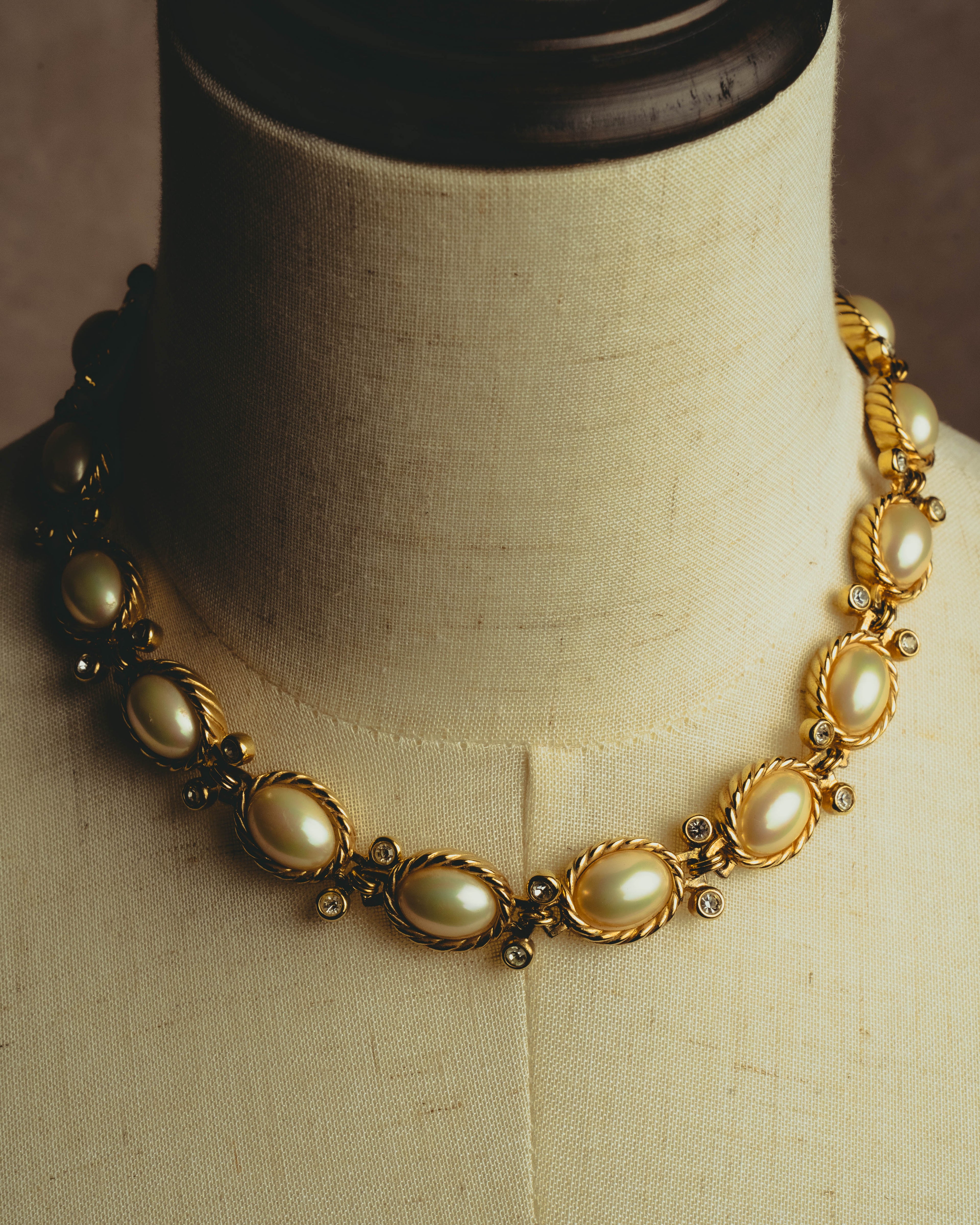 -SPECIAL- “Christian Dior” 70’s-80’s Faux pearl crystal statement necklace