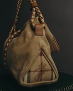 “Burberry” 00’s Braided leather handle suede shoulder bag