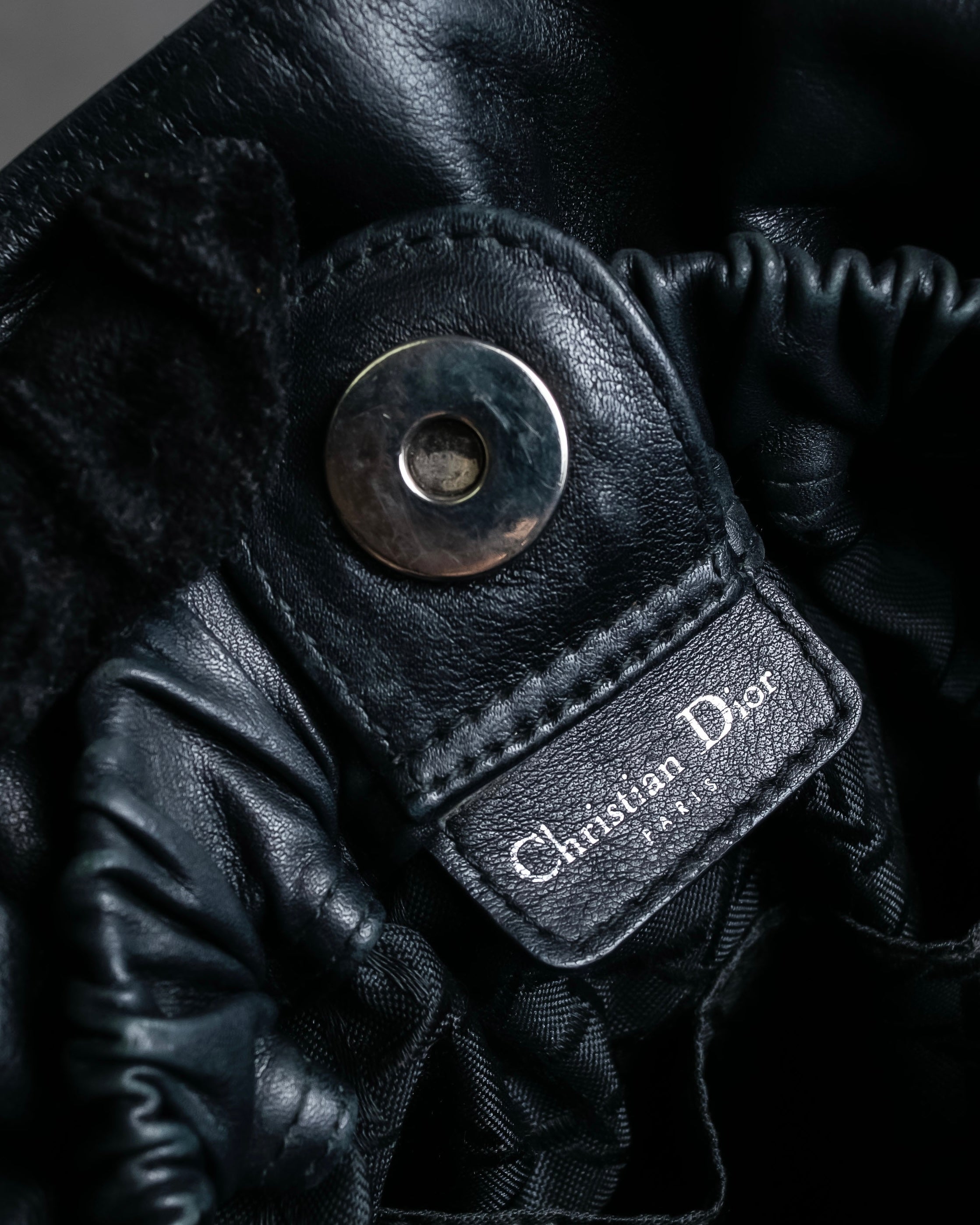 "Christian Dior" Maris Pearl series gathered design leather bag