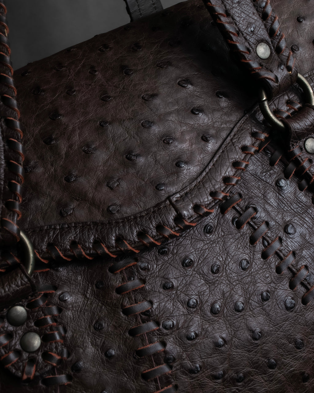 "Vintage JRA standard ostrich leather bag"