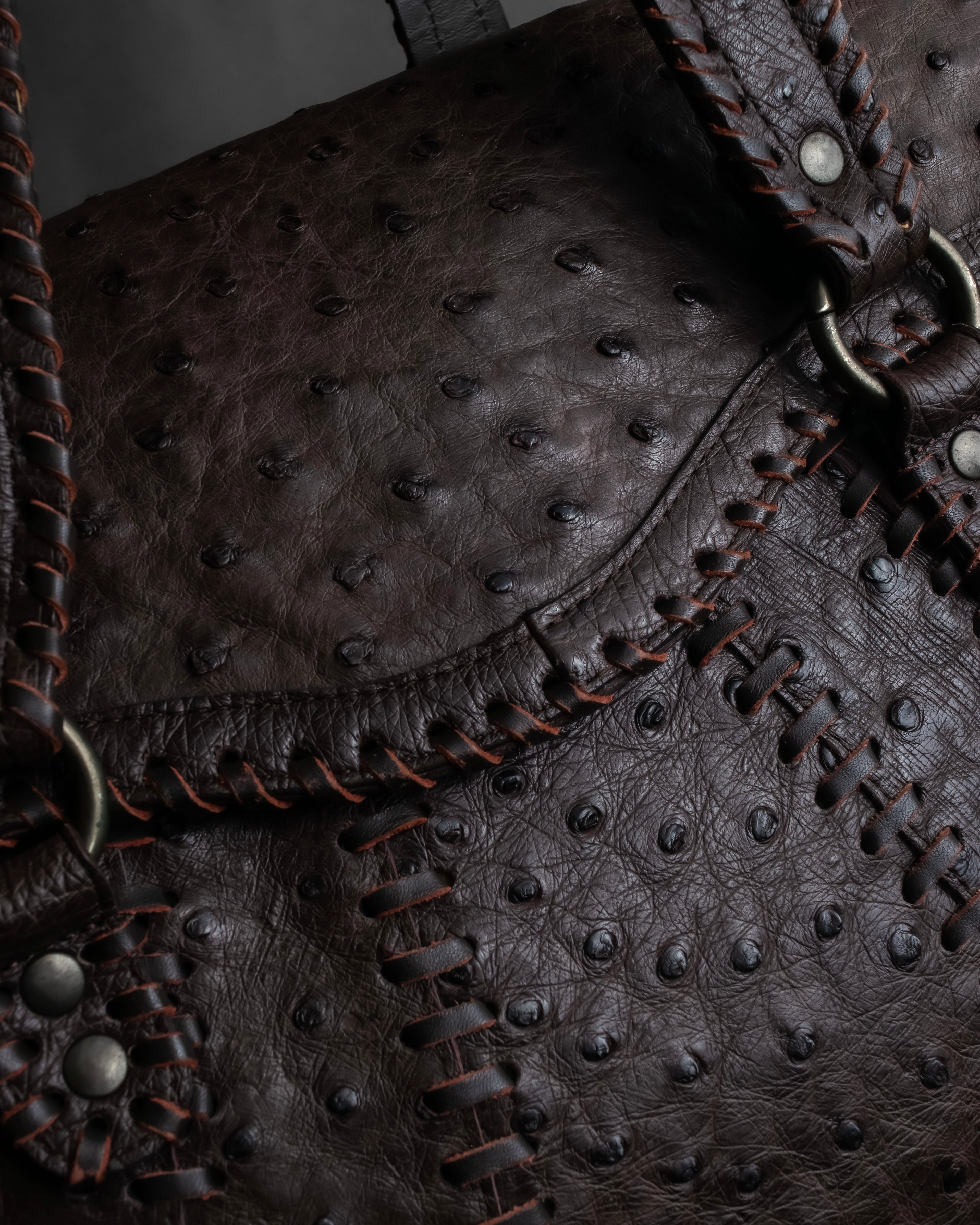 "Vintage JRA standard ostrich leather bag"