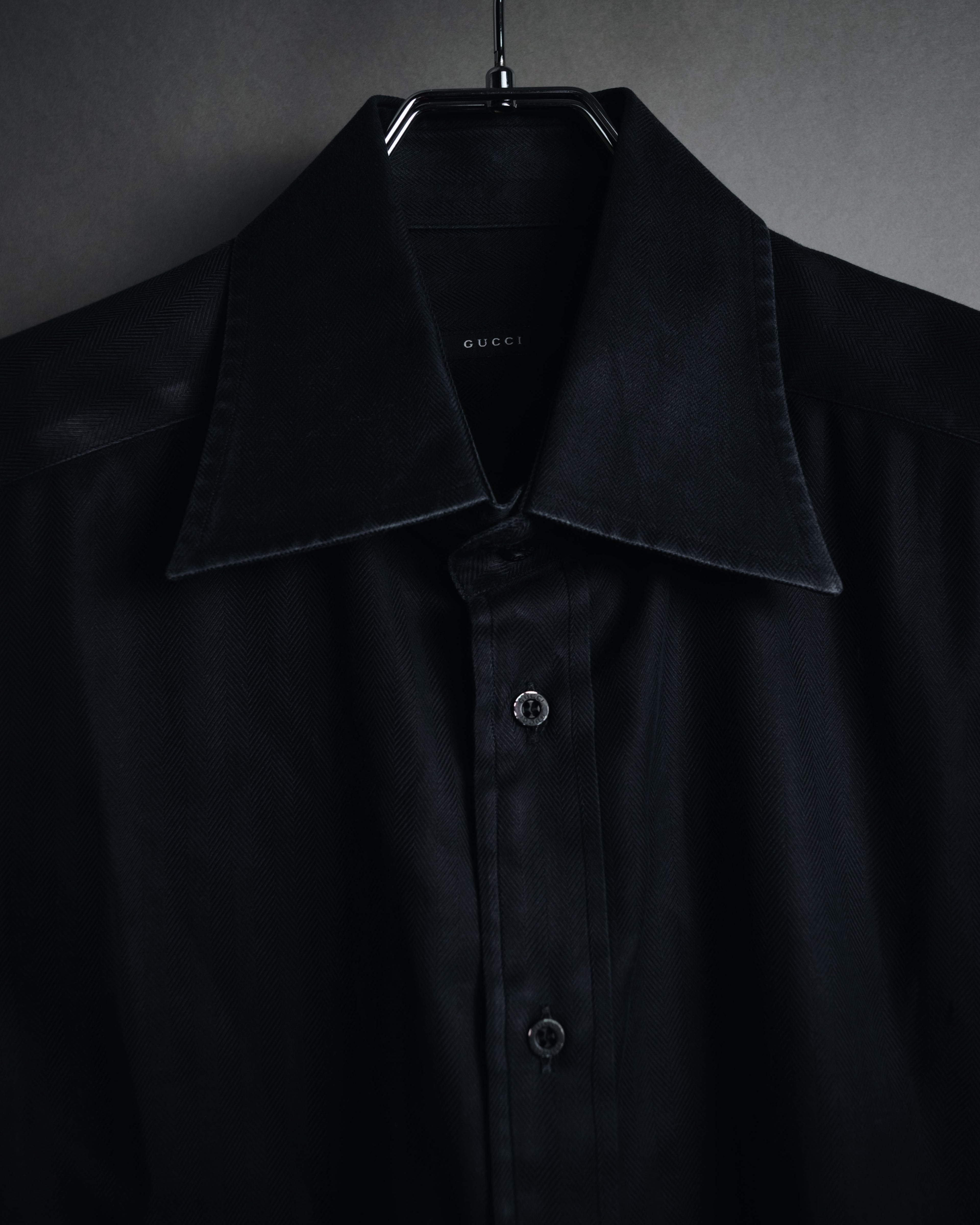 "GUCCI" 2008-2010 Herringbone wide collar dress shirt