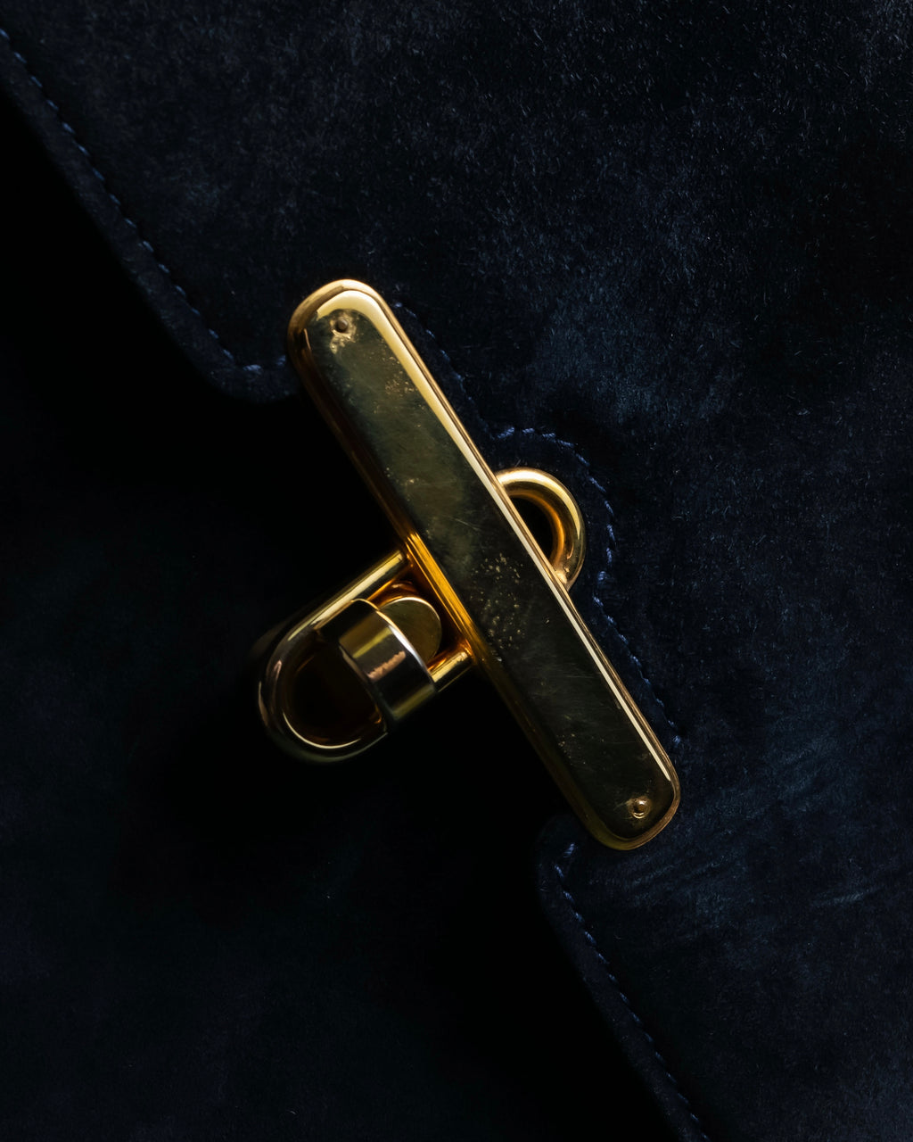 "GUCCI" Dark navy suede leather shoulder bag