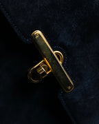 "GUCCI" Dark navy suede leather shoulder bag